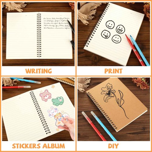 MIVIDE 24 Pack A5 Bulk Spiral Notebooks with Kraft Cover, 8.3 x 5.8 Inch 60 Pages Hardcover Spiral Lined Notebook Journal, Lined Travel Bulk Writing Paper Notebook for School Business Office Supplies