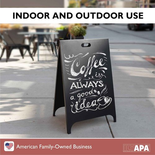 Ilyapa Modern All Metal Double Sided A Frame Chalkboard Sidewalk Sign - 19 x 30 inch Magnetic Chalk Menu Board Restaurant & Vendor Display Supplies