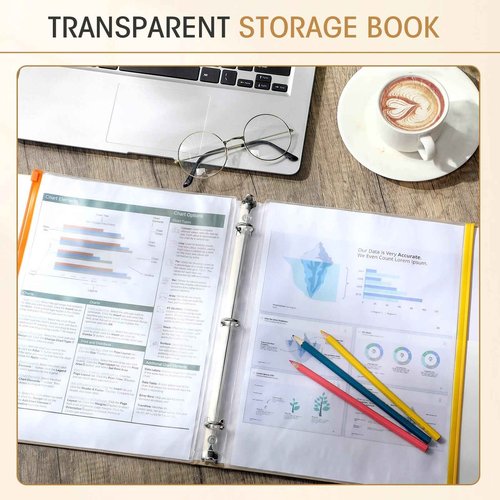 Handepo 100 Pcs Binder Pockets for 3 Ring Zippered Binder Pouches Bulk 11. 4 x 8. 66 Inch Plastic Pencil Pouches Multicolor Waterproof File Bag for Document Filing Sewing Jewelry Stationery Storage