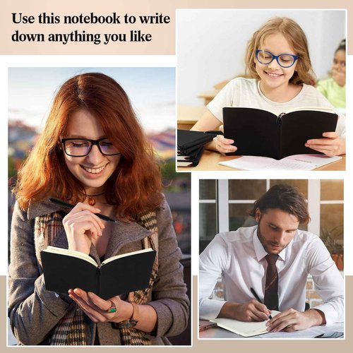 Jetec 30 Pack Notebooks Journals with 30 Pens, Bulk A5 Softcover Leather Notepad Journal with Pen for School Business Work Writing, 200 Pages(Black, Solid)