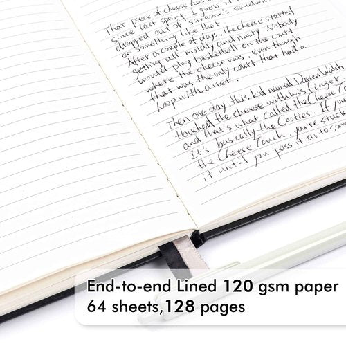 feela 8 Pack Journal Notebook Bulk for School, Hardcover Business Notebooks Classic Ruled Lined Journals with Pen Holder for Work Note Taking, with 8 Black Pens, 120 GSM, 5.1”x8.3”, A5, Black