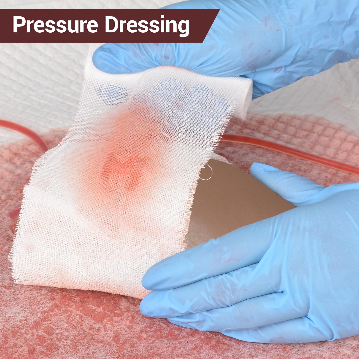 Simedutech Knee Trauma Simulation Training Kit,Bullet & Laceration Wound Packing Trainer, Stop the Bleeding Training Kit for Wound Management Education - Dark Skin