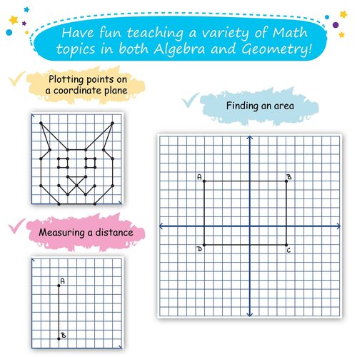 Jumbo Magnetic XY Coordinate Dry Erase Grid, 30"x30" - Write-On & Wipe-Off Magnetic Dry Erase Board Grid, Reusable Dry Erase Graph & Practice Board for Math Graphing, Classroom & Homeschool Supplies