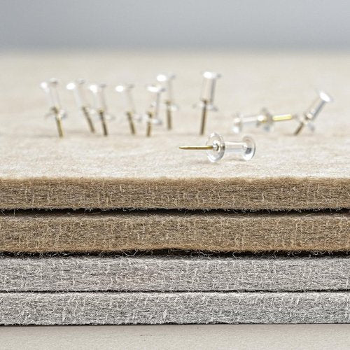 Lightomorrow Large Bulletin Board - 48" x 36" Decorative Felt Pin Board for Wall | Foldable Photo Display with 20 Push Pins - Light Gray