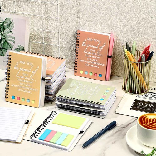 Resurhang 30 Sets/60 Pcs Employee Appreciation Gifts 30 May You Be Proud of The Work Notebooks with Sticky Note 30 Ballpoint Pens for Teachers Students Volunteer Nurse Thank You Gift(Fresh Color)