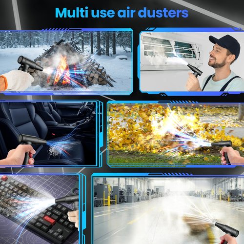 Electric Air Duster - 33,0000 RPM Cordless Keyboard Cleaner, Rechargeable Compressed Air Blower for PC/Computer Cleaning, Car & Home Dusting, Replaces Air Cans (Battery Powered Turbo Fan)