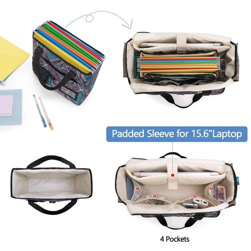 LoDrid File Bag with Extra Document Organizer Case for Letter Size File Folder, Large Utility Bag with 15.6” Laptop Padded Sleeve for Work, Business, Totem