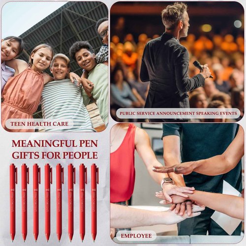 Cholemy 150 Pcs Red Ribbon Week Ballpoint Pens Live Drug Free Red Ribbon Awareness Pens Bulk Black Ink Retractable for Volunteer Fundraising Charity Event Party Favors Activity Supplies