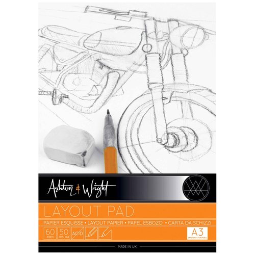 Ashton and Wright - A3 Semi Transparent Layout Pad - 50gsm Paper - 60 Sheets - Pack of 5