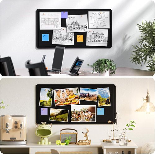 MaxGear Bulletin Board - 35" x 17.5" Foldable Felt Vision Board | Black Decorative Cork Board for Home & Office