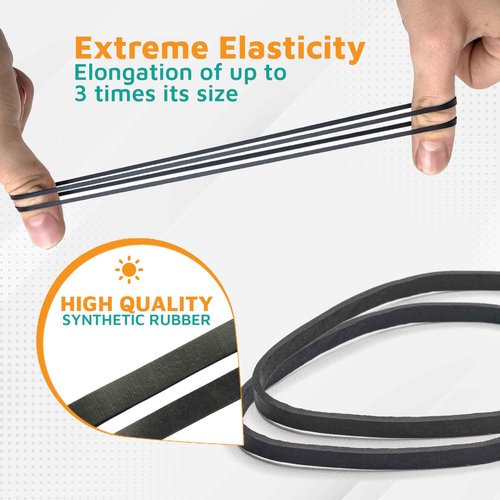 PlasticMill Black Rubber Bands Size 33 (3 1/2" x 1/8") - #33 Rubber Bands Office Supplies - Strong, Elastic Bands for Crafts, Balloon Garland, Cash, File Folders (1,000-Pack)