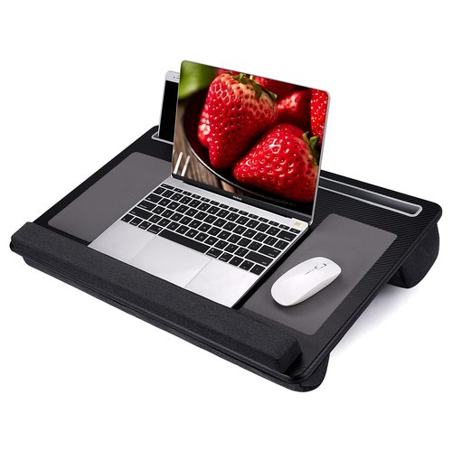 Extra Large Lap Laptop Desk- Home Office Portable LapDesk with Mouse Pad & Wrist Rest for Notebook/MacBook/Tablet, Sofa Bed Working, Writing, Drawing (Carbon Black, Fit Up to 17-inch Laptops)