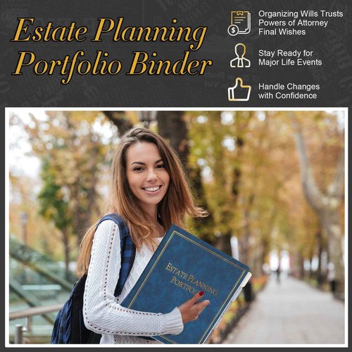 chiazllta 4 Pcs Estate Planning Portfolio Binder with Index Tab Divider When I Die Organizer Binder End of Life Planner Organizing Wills Trusts Powers of Attorney Final Wishes PU Leather 3 Ring (Blue)