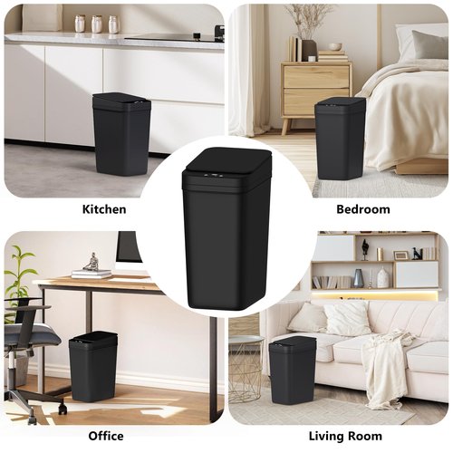 jinligogo 3Pack Bathroom Small Trash Can with Lid, 2.6 Gallon Touchless Automatic Garbage Can Slim Waterproof Motion Sensor Smart Trash Bin for Bedroom, Office, Living Room-Black