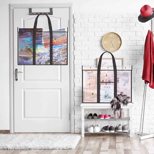 10 Pack Large PVC Poster Storage Bags Bulletin Board Storage Art Portfolio Organizer with Pocket for Classrooms Teachers, 31.5 x 25.2 Inches