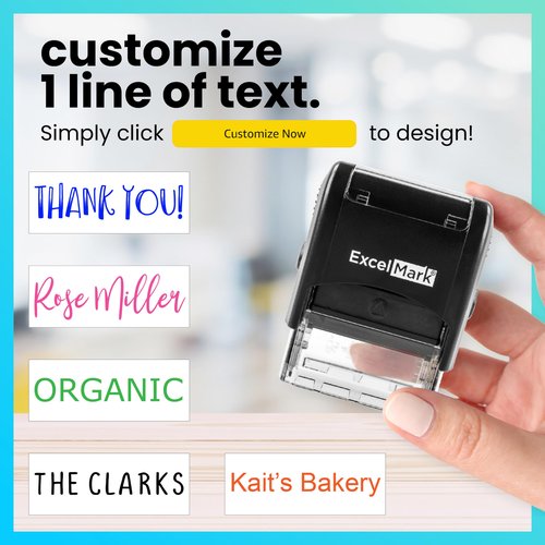 ExcelMark Custom One Line Stamp - Name Stamps Self Inking Personalized (Small)