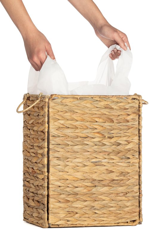 AppliaFit Wicker Trash Can - Fits Grocery Shopping Bags - Waste Basket for Reusing Grocery Shopping Bags (3-Pack)