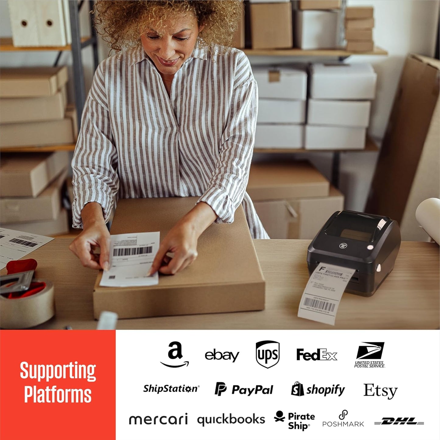 Westinghouse Thermal Label Printer - USB 4x6 Commercial Grade for Small Business | Compatible with USPS, UPS, FedEx