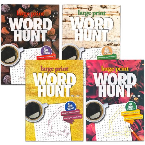 Large Print Word Search Books by [Brand Name] - Jumbo Set of 8 Puzzles with Pen & Magnifier