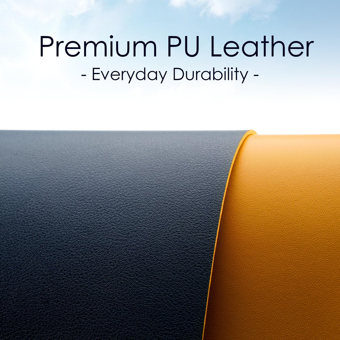 WAYBER Leather Desk Pad Protector, Waterproof Mouse Pad, PU Desk Mat, Office Desk Cover, Desk Writing Mat for Office/Home/Work/Cubicle (Blue/Yellow) 31.5x15.8 in