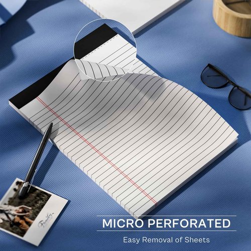 PINJINGPRO 24 Pack White Note Pads 8.5x11, Wide Ruled Legal Pads 8.5 x 11 Writing Pad, Micro Perforated Notepad 8.5'' x 11'' Lined Paper Pads, Thickness Paper with Strong Cardboard, 30 Sheets per Pad