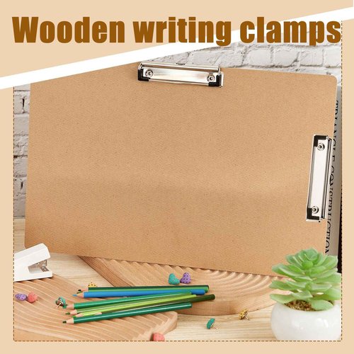 Henoyso 16 Pcs 11x17 Clipboard Wooden Lap Board with Low Profile Clip Brown Double Landscape Clip Hardboard Drawing Board Landscape Horizontal Large Clipboard for Desk Paper Sketching Art Supplies