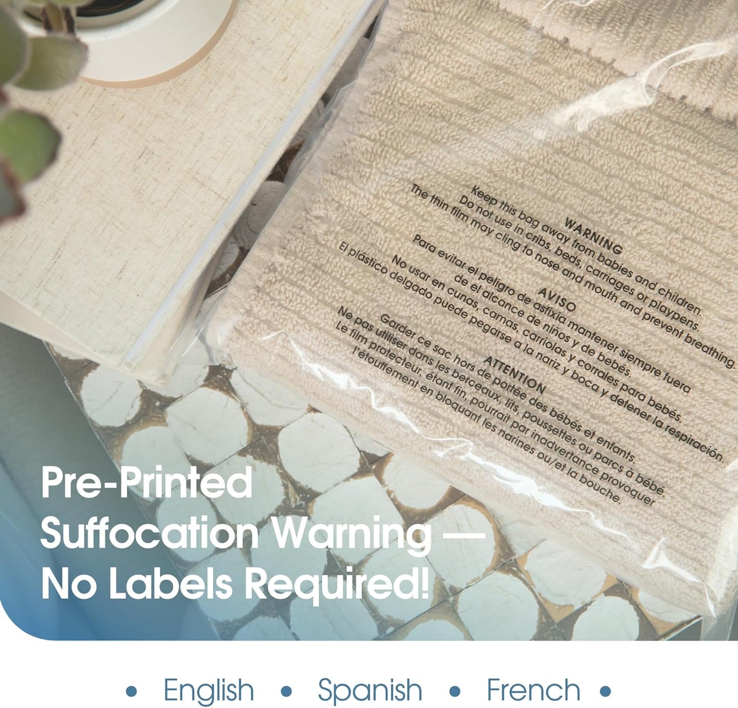 Spartan Industrial - Self-Seal Clear Poly Bags (24" X 30", 100 Count) - Safe Packaging with Suffocation Warning