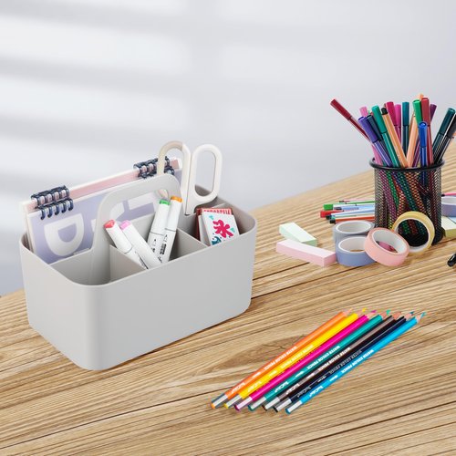 Tiawudi 2 Pack Caddy Organizer with Handle, Portable Plastic Caddy, Storage Organization for Cleaning, Bath, Makeup, Art, Craft, Stationery, Classroom and Office, Tote Organizer