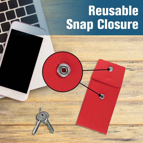 BankSupplies Stock Key Envelopes | Compact Red Safe Deposit Envelope | Pack of 250 | 2-1/4W x 3-1/2H | Re-Closable Snap Lock Fastener | Durable Construction