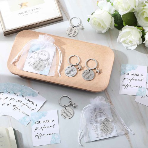Huquary 100 Sets Starfish Story Gifts You Make a Difference Keychains with Cards Appreciation Gifts for Coworkers Employee Office