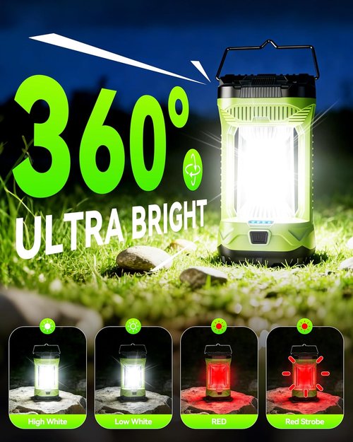 AlpsWolf Rechargeable Camping Lantern - 4000mAh Super Bright LED Light | Portable Emergency Lamp - Green