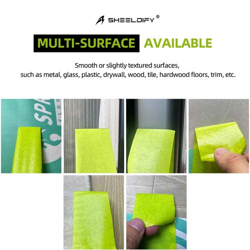 Sheeldify Gen.III-Tech Seam Tape Specialized for Floor Protection | Edge Tape | Masking Tape, 90 Day+ (Green, 6 Roll, 2" x164')