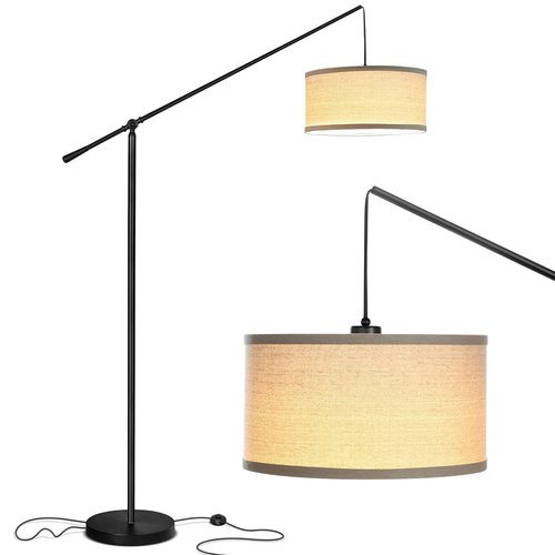 Brightech Hudson 2 - LED Floor lamp, Tall Lamp with Sturdy Base, Contemporary Arc Lamp for Living Rooms & Offices, Great Living Room Décor, Mid Century Modern for Bedroom - Jet Black
