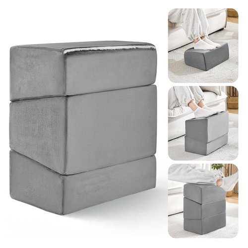 Foot Rest for Under Desk at Work, Adjustable Footrest for Office Chair & Gaming Chair,Ergonomic Footrest Pillow Desk Foot Stool with Washable Cover for Home, Airplane, Travel (Gray)