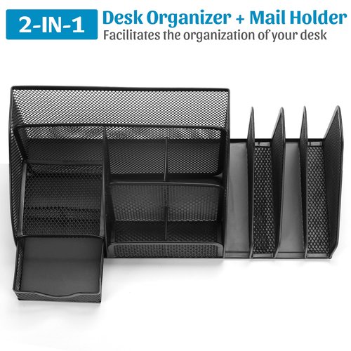 SANWICH Mesh Desk Organizer Set Office Accessories Desk Organization with multiple Compartments For Desktop Organizer,Mesh Pen Holder and Organizer (Black)