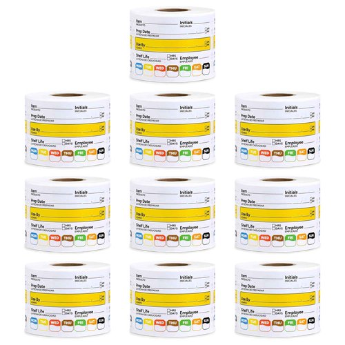Restaurant Quality Shelf Life Food Rotation Labels Vinyl, 2” x 3” Self-Adhesive Removable Freezer Food Labels, Perfect for Reusable Containers, Easy to Remove, Food Safety Date Sticker (10 PCS)