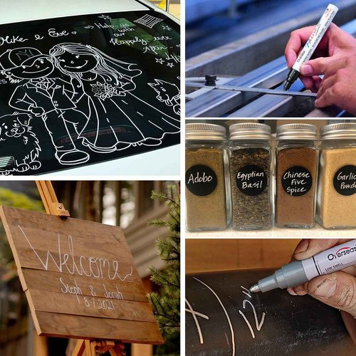 Overseas 48 Black Paint Pens, Oil Based Permanent Markers Set - Quick Drying, Waterproof, Fade-Resistant, Medium Tip Paint Markers Bulk for Wood, Metal, Rock, Ceramic, Plastic, Canvas, Glass, Rubber