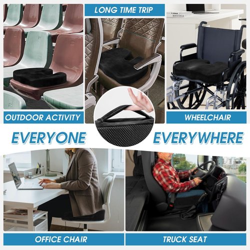 NAJOFAN 4-Inch Thick Firm Memory Foam Seat Cushion for Tailbone, Hip & Sciatica Pain Relief, Ideal for Office & Car, with Extra Mesh Cover, Easy to Clean, Perfect for Seniors