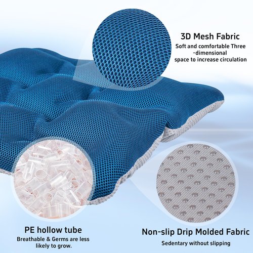 DUXCIYHTA Larger Size Seat Cushion for Office Chairs & Car Seat，Tailbone Pain Relief Long Sitting Office Workers,and Car Drivers，Breathable Seat Pad Washable Without Removing Cover，Navy Blue
