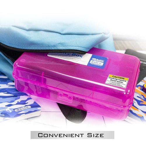 BAZIC Plastic Pencil Case Utility Storage Box, Bright Color, Multi Purpose Organizer for Pens Pencils, 24-Pack