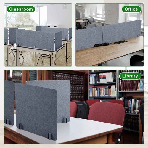 Buryeah 3 Pcs Desk Divider Desk Partition 23.6 x 47.2, 23.6 x 23.6 Stand up Freestanding Cubicle Privacy Partition Reducing Noise Visual Distraction Divider for Office Home School(Gray)