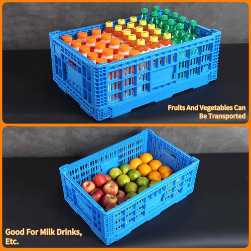 Collapsible Storage Bin Containe，52 Liter Transferheavy duty plastic storage box,blue milk crates heavy duty Transit storage of various items (2)