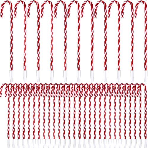 Outus 96 Pcs Christmas Candy Cane Pens Bulk Black Ink Ballpoint Pens for Gifts Xmas Holiday Stationery Supplies Present Christmas Party Carnival Prize Stocking Stuffers, Red