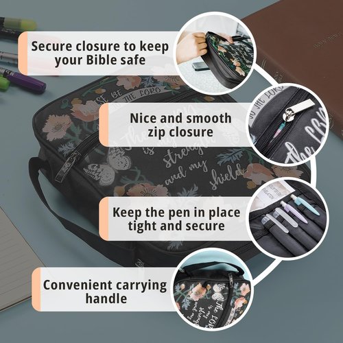 Mr. Pen Bible Cover Case - Durable Carrying Bag with Handle & Zipper Pocket | Black, Ideal Christian Gift
