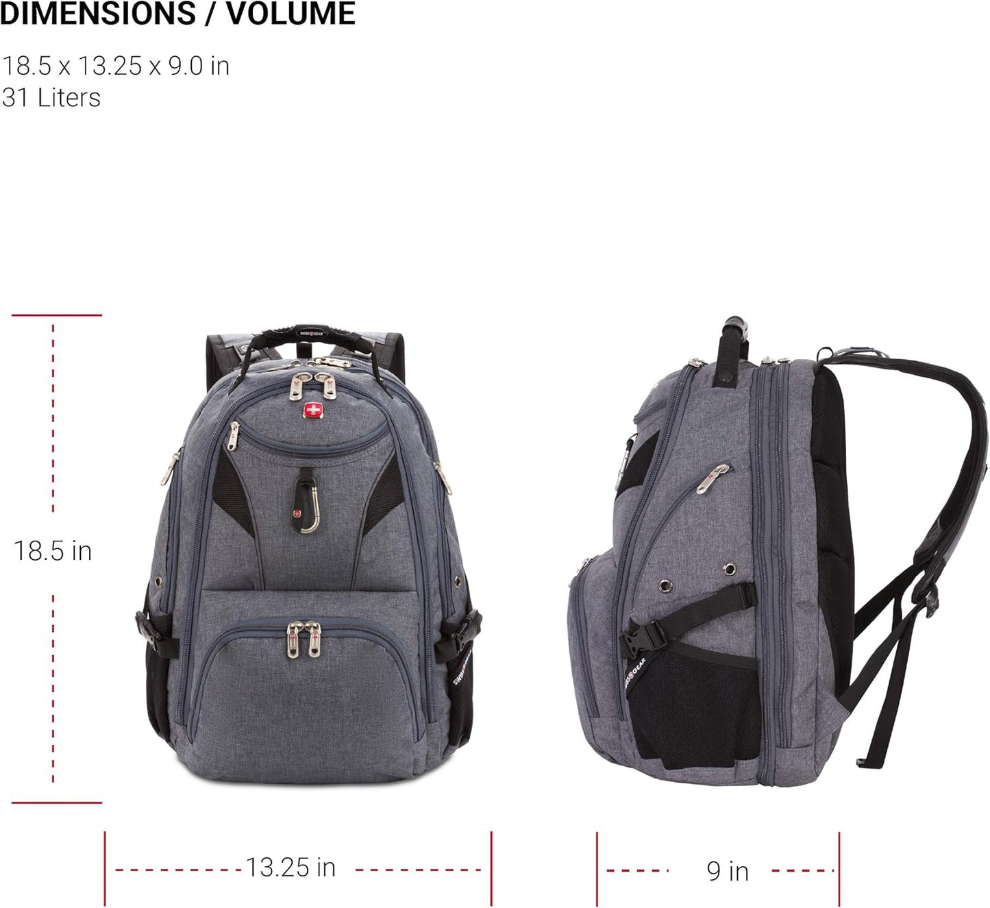 SwissGear 5977 Laptop Backpack - TSA Friendly Design for 17-Inch Laptops | Perfect for Travel & School - Grey