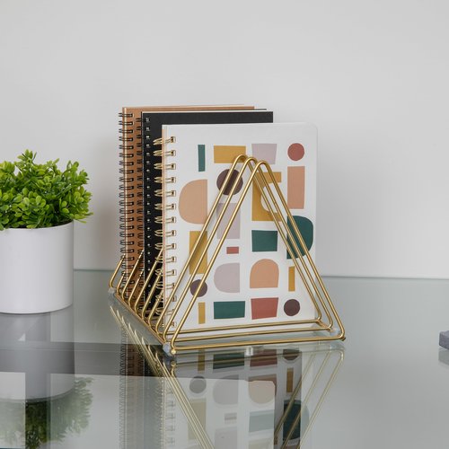 Martha Stewart Ryder Gold Mesh Metal 9 Slot Triangle Magazine File Holder, Desktop Organizer Sorter