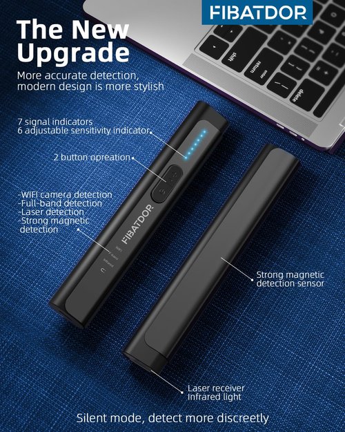 FIBATDOR Hidden Camera Detectors - Spy Camera Finder GPS Tracker Detector, Bug Detector for Travel, Hotels, Car