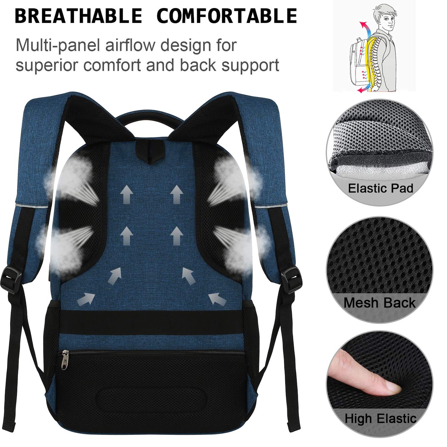 Volher 17 Inch Laptop Backpack, Business Anti Theft Slim Durable Laptops Backpack, Water Resistant College Computer Bag Gifts for Men & Women Fits 15.6 Inch Notebook-Blue