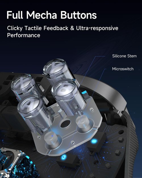 EasySMX D10 Wireless Gaming Controller – TMR Joysticks, Dual-Mode Triggers, Mechanical Keys, 1000Hz Polling, RGB – Bluetooth Gamepad for PC/Switch/Switch 2/iOS/Android TV with Charging Dock