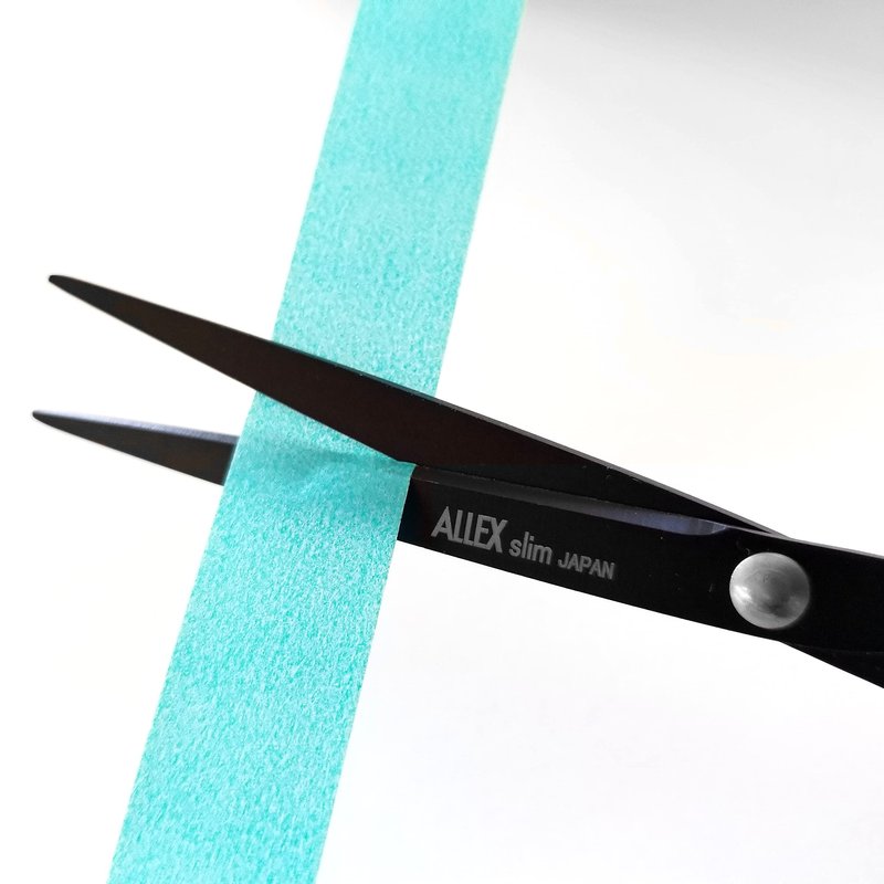 ALLEX Small Black Scissors for Office 5.5" [Non-Stick], All Purpose Slim & Thin Low Profile Scissors, Made in JAPAN, All Metal Japanese Stainless Steel Blade with Non-Slip Soft Ring, Black
